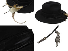 Load image into Gallery viewer, CHROME HEARTS クロムハーツ フェザーハット 帽子 サイズL ビーバーフェルト ハラコ ブラック 美品 中古 4b006243
