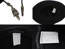 Load image into Gallery viewer, CHROME HEARTS クロムハーツ フェザーハット 帽子 サイズL ビーバーフェルト ハラコ ブラック 美品 中古 4b006243