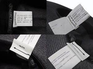 CHROME HEARTS クロムハーツ オーバルクロス ガスリンガー レザー ストローハット 帽子 サイズM 58.5cm 良品 中古 4b006244