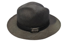 Load image into Gallery viewer, CHROME HEARTS クロムハーツ オーバルクロス ガスリンガー レザー ストローハット 帽子 サイズM 58.5cm 良品 中古 4b006244
