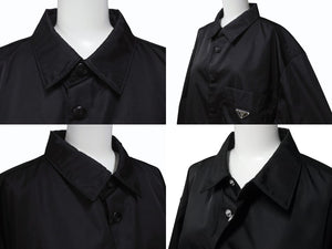 極美品 PRADA プラダ Re-Nylon Shirt リナイロン 長袖シャツ SC514 サイズXXL トライアングルロゴ 三角ロゴプレート ブラック 中古 4b006249