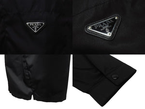 極美品 PRADA プラダ Re-Nylon Shirt リナイロン 長袖シャツ SC514 サイズXXL トライアングルロゴ 三角ロゴプレート ブラック 中古 4b006249