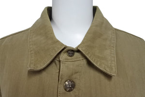 CHROME HEARTS クロムハーツ WORK DOG SHIRTS ワークドッグ シャツ ジャケット クロスボール ヘリンボーン ブラウン サイズXL 良品 中古 4b006253