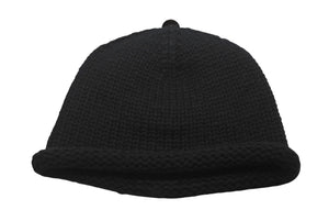 極美品 CHROME HEARTS クロムハーツ BSフレア レザーパッチ ニットキャップ BSフレア ボタン ビーニー カシミヤ ブラック ONE SIZE 中古 4b006255