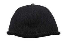 Load image into Gallery viewer, 極美品 CHROME HEARTS クロムハーツ クロスパッチ ニットキャップ ビーニー カシミヤ レザー シルバー925 ブラック ONE SIZE 中古 4b006256