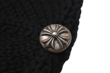 Load image into Gallery viewer, 極美品 CHROME HEARTS クロムハーツ クロスパッチ ニットキャップ ビーニー カシミヤ レザー シルバー925 ブラック ONE SIZE 中古 4b006256