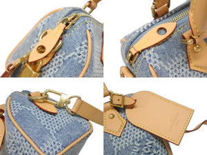 新品同様 LOUIS VUITTON ルイヴィトン スピーディ バンドリエール18 ハンドバッグ ダミエデニム3D N40682 ゴールド金具 中古 4b006259