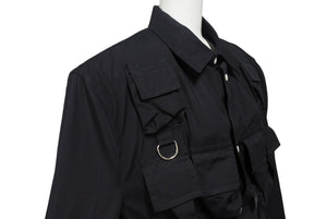 極美品 PRADA プラダ 24SS シングルブレスト コットンジャケット UG1267 IC コットン ブラック サイズ48R 中古 4b006260