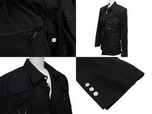 極美品 PRADA プラダ 24SS シングルブレスト コットンジャケット UG1267 IC コットン ブラック サイズ48R 中古 4b006260
