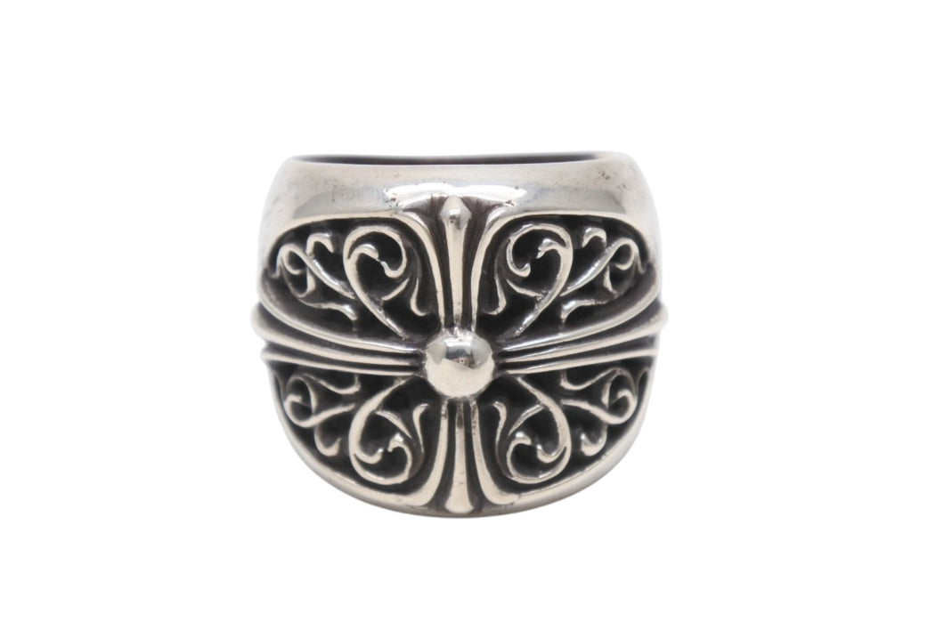極美品 CHROME HEARTS クロムハーツ CLASSIC OVAL クラシック オーバルクロス リング 重量約46.8g サイズ24号 シルバー925 中古 4b006262