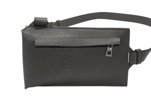 極美品 LOEWE ロエベ バーティカル Tポケット ショルダーバッグ ソフトグレインカーフ レザー カーキ シルバー金具 中古 4b006265