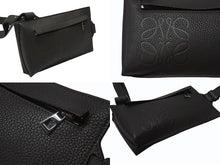 Load image into Gallery viewer, 極美品 LOEWE ロエベ バーティカル Tポケット ショルダーバッグ ソフトグレインカーフ レザー カーキ シルバー金具 中古 4b006265