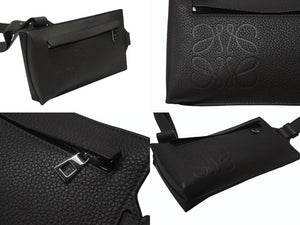 極美品 LOEWE ロエベ バーティカル Tポケット ショルダーバッグ ソフトグレインカーフ レザー カーキ シルバー金具 中古 4b006265