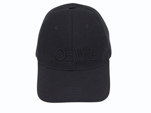 極美品 LOEWE ロエべ キャップ K820358X36 ブラック無地 刺繍 付属品(保存袋あり) キャンバス 中古 4b006266