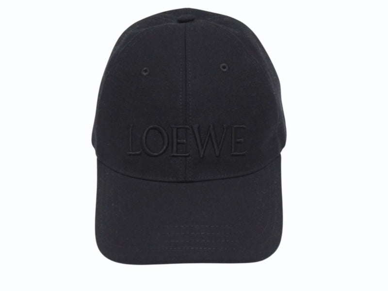 極美品 LOEWE ロエべ キャップ K820358X36 ブラック無地 刺繍 付属品(保存袋あり) キャンバス 中古 4b006266