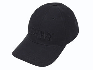 極美品 LOEWE ロエべ キャップ K820358X36 ブラック無地 刺繍 付属品(保存袋あり) キャンバス 中古 4b006266