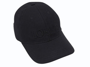 極美品 LOEWE ロエべ キャップ K820358X36 ブラック無地 刺繍 付属品(保存袋あり) キャンバス 中古 4b006266