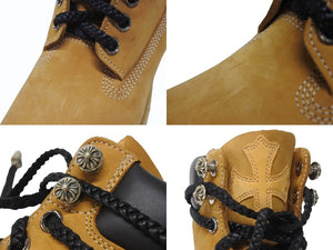 新品未使用 CHROME HEARTS クロムハーツ × Timberland ティンバーランド オーダー コラボ ブーツ ブラウン ダガー クロスボール サイズ8M 中古 4b006269
