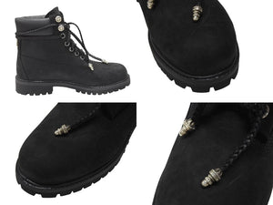 新品未使用 CHROME HEARTS クロムハーツ × Timberland ティンバーランド コラボ ブーツ ブラック ダガー クロスボール サイズ8M 中古 4b006270