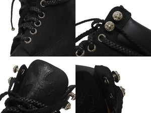 新品未使用 CHROME HEARTS クロムハーツ × Timberland ティンバーランド コラボ ブーツ ブラック ダガー クロスボール サイズ8M 中古 4b006270