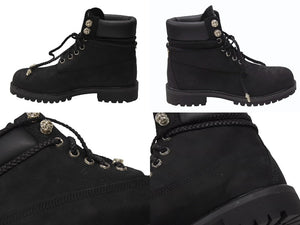 新品未使用 CHROME HEARTS クロムハーツ × Timberland ティンバーランド コラボ ブーツ ブラック ダガー クロスボール サイズ8M 中古 4b006270
