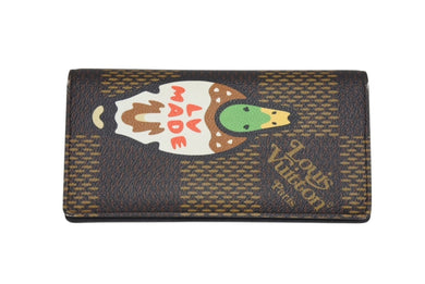 ルイ・ヴィトン × NIGO ルイ・ヴィトン ニゴ・ダミエ・ジャイアント ポルトフォイユ ブラザ 長財布 N60393 ブラウン 美品 中古 4b006280 