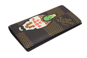 ルイ・ヴィトン × NIGO ルイ・ヴィトン ニゴ・ダミエ・ジャイアント ポルトフォイユ ブラザ 長財布 N60393 ブラウン 美品 中古 4b006280 