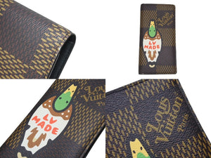 ルイ・ヴィトン × NIGO ルイ・ヴィトン ニゴ・ダミエ・ジャイアント ポルトフォイユ ブラザ 長財布 N60393 ブラウン 美品 中古 4b006280 