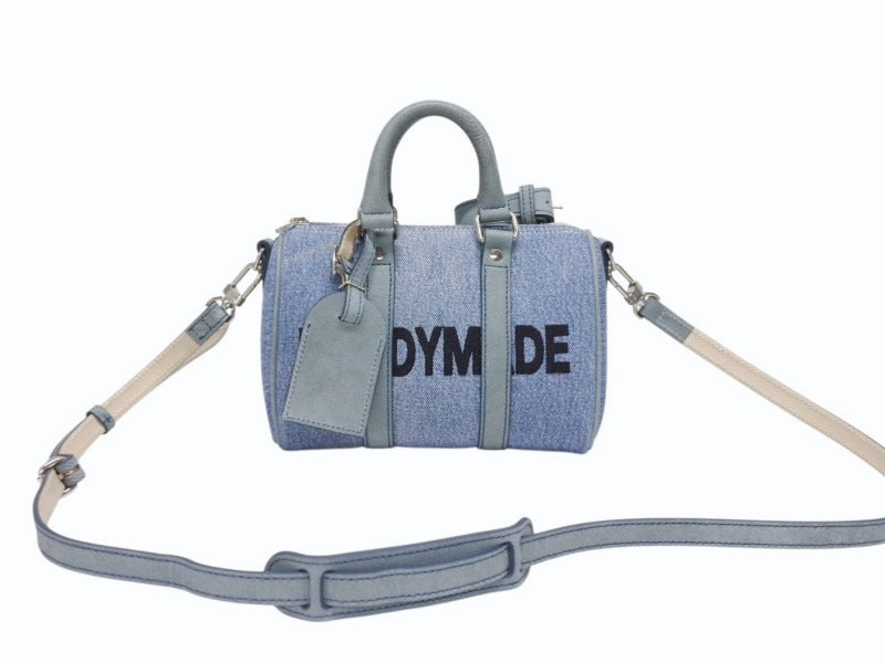 極美品 READY MADE レディメイド OVER NIGHT PM オーバーナイトPM ハンドバッグ ショルダーバッグ デニム ブルー 刺繍 中古 4b006291
