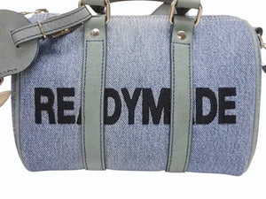 極美品 READY MADE レディメイド OVER NIGHT PM オーバーナイトPM ハンドバッグ ショルダーバッグ デニム ブルー 刺繍 中古 4b006291