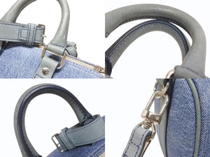 極美品 READY MADE レディメイド OVER NIGHT PM オーバーナイトPM ハンドバッグ ショルダーバッグ デニム ブルー 刺繍 中古 4b006291