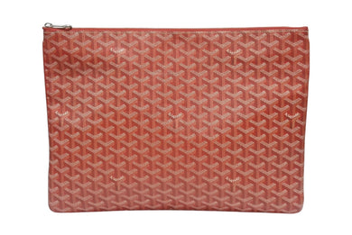 極美品 GOYARD ゴヤール セナGM クラッチバッグ レッド ゴヤール ディンキャンバス シルバー金具 SENAT2GMLTY07CL07P 中古 4b006296 