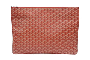 極美品 GOYARD ゴヤール セナGM クラッチバッグ レッド ゴヤール ディンキャンバス シルバー金具 SENAT2GMLTY07CL07P 中古 4b006296 