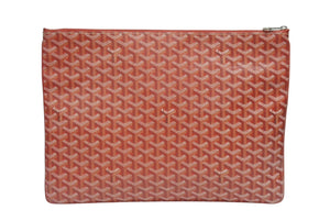 極美品 GOYARD ゴヤール セナGM クラッチバッグ レッド ゴヤール ディンキャンバス シルバー金具 SENAT2GMLTY07CL07P 中古 4b006296 