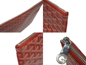 極美品 GOYARD ゴヤール セナGM クラッチバッグ レッド ゴヤール ディンキャンバス シルバー金具 SENAT2GMLTY07CL07P 中古 4b006296 