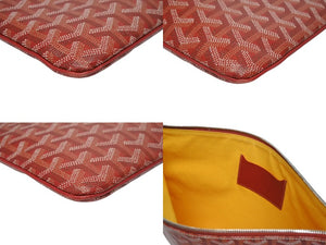 極美品 GOYARD ゴヤール セナGM クラッチバッグ レッド ゴヤール ディンキャンバス シルバー金具 SENAT2GMLTY07CL07P 中古 4b006296 