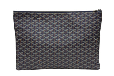 GOYARD ゴヤール セナGM クラッチバッグ ネイビー ゴヤール ディンキャンバス シルバー金具 SENAT2GMLTY07CL07P 美品 中古 4b006297 