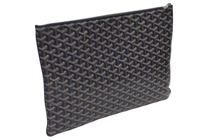 GOYARD ゴヤール セナGM クラッチバッグ ネイビー ゴヤール ディンキャンバス シルバー金具 SENAT2GMLTY07CL07P 美品 中古 4b006297 