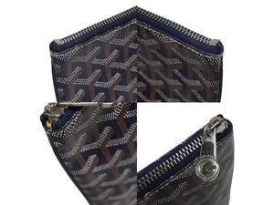 GOYARD ゴヤール セナGM クラッチバッグ ネイビー ゴヤール ディンキャンバス シルバー金具 SENAT2GMLTY07CL07P 美品 中古 4b006297 