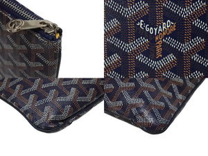 GOYARD ゴヤール セナGM クラッチバッグ ネイビー ゴヤール ディンキャンバス シルバー金具 SENAT2GMLTY07CL07P 美品 中古 4b006297 