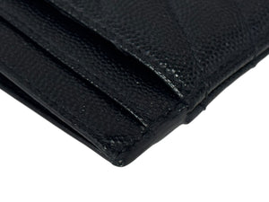 YVES SAINT LAURENT イヴサンローラン YSLロゴ カードケース 423291 BOW01 カーフスキン ブラック 美品 中古 4b006303 