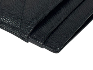 YVES SAINT LAURENT イヴサンローラン YSLロゴ カードケース 423291 BOW01 カーフスキン ブラック 美品 中古 4b006303 