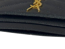 画像をギャラリービューアに読み込む, YVES SAINT LAURENT イヴサンローラン YSLロゴ カードケース 423291 BOW01 カーフスキン ブラック 美品 中古 4b006303 