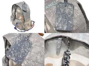同様にレア シャネル シャネル A92352 2014年コレクション グラフィティ ペイント リュック グレー アクト2 中古 4b006304 
