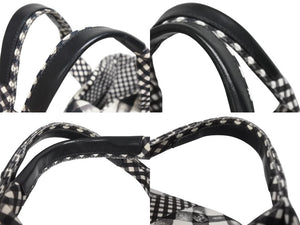 極美品 CHANEL シャネル クルーズライン ギンガムチェック トートバッグ ボストンバッグ ホワイト ブラック 14番台 ココマーク シルバー金具 中古 4b006306