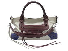 Load image into Gallery viewer, BALENCIAGA バレンシアガ ザ・ファースト 2WAYハンドバッグ 103208 ボルドー ライトブルー ブルー 美品 中古 4b006309