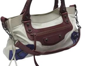 BALENCIAGA バレンシアガ ザ・ファースト 2WAYハンドバッグ 103208 ボルドー ライトブルー ブルー 美品 中古 4b006309