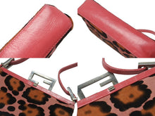 Load image into Gallery viewer, FENDI フェンディ ハラコ ワンショルダーバッグ ピンク ラインストーン レザー レオパード柄 シルバー金具 良品 中古 4b006310