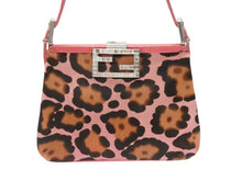 Load image into Gallery viewer, FENDI フェンディ ハラコ ワンショルダーバッグ ピンク ラインストーン レザー レオパード柄 シルバー金具 良品 中古 4b006310