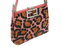 Load image into Gallery viewer, FENDI フェンディ ハラコ ワンショルダーバッグ ピンク ラインストーン レザー レオパード柄 シルバー金具 良品 中古 4b006310